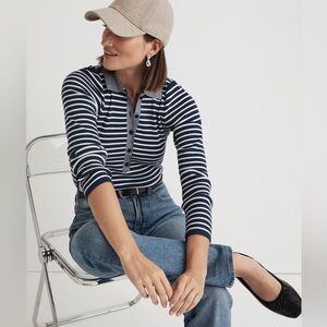Madewell Navy and White Striped Sweater